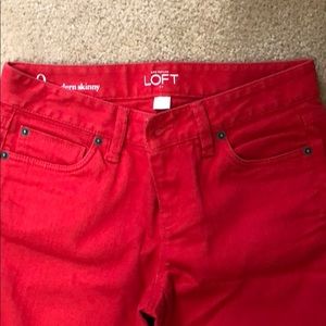 Loft Red Jeans Modern Skinny 0